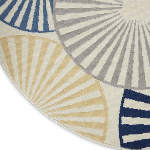 4' X 6' Blue and Ivory Geometric Power Loom Area Rug